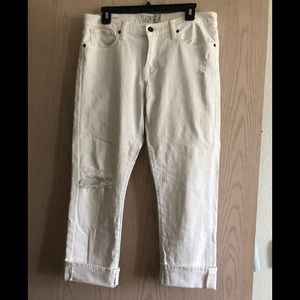 Lucky cropped white jeans